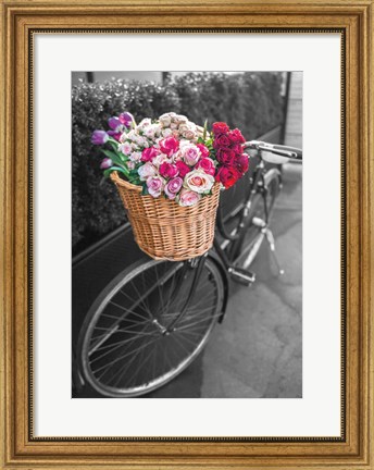 Framed Basket of Flowers I Print