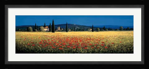 Framed Tuscan Panorama - Poppies Print
