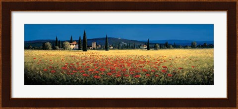 Framed Tuscan Panorama - Poppies Print