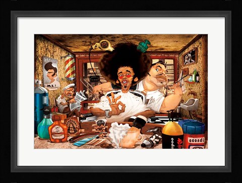 Framed Barber's Shop Print