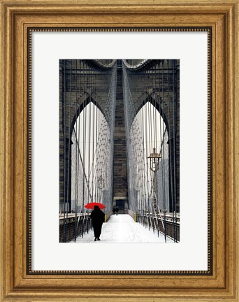 Framed Brooklyn Bridge Meets Red Print