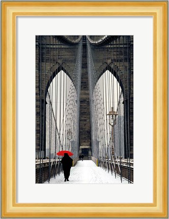 Framed Brooklyn Bridge Meets Red Print