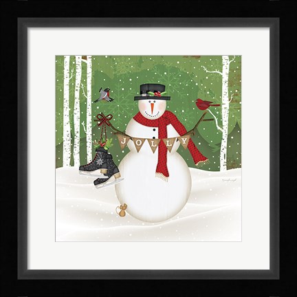 Framed Jolly Snowman Print