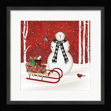 Framed Merry Snowman Print