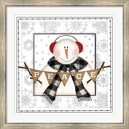 Framed Peace Snowman Print