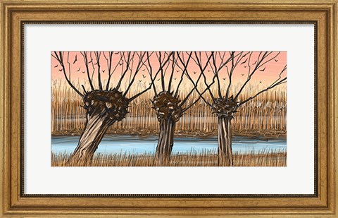 Framed Trees and Reeds Print