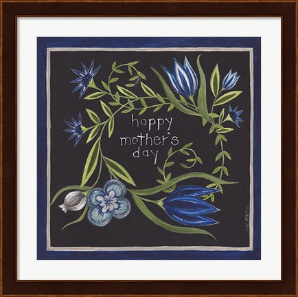 Framed Blue Flowers II Print