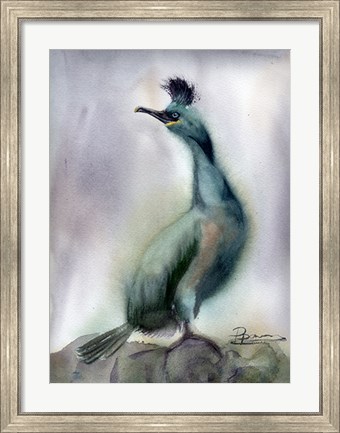 Framed Bird on Rock Print