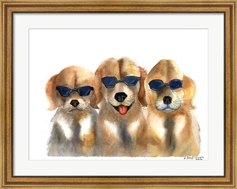 Framed Dogs in Glasses Print