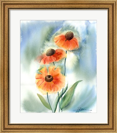 Framed Orange Flowers Print
