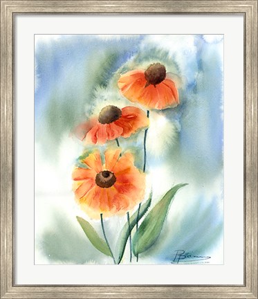 Framed Orange Flowers Print