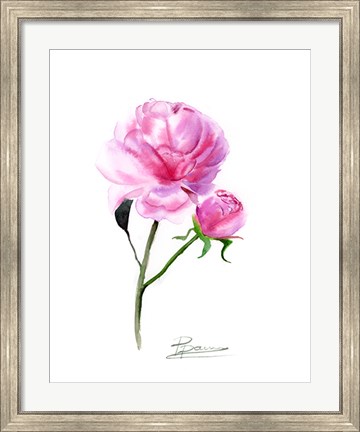 Framed Pink Flowers V Print