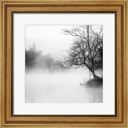 Framed Fog on the Lake Print