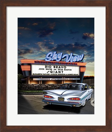Framed Skyview Drive In Print