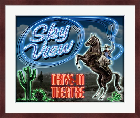 Framed Skyview Drive In II Print
