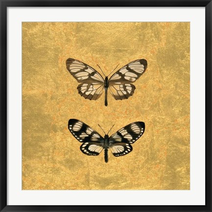 Framed Pair of Butterflies on Gold Print