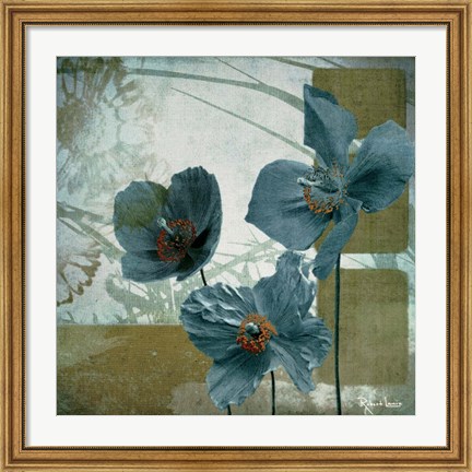 Framed Cerulean Poppies II Print