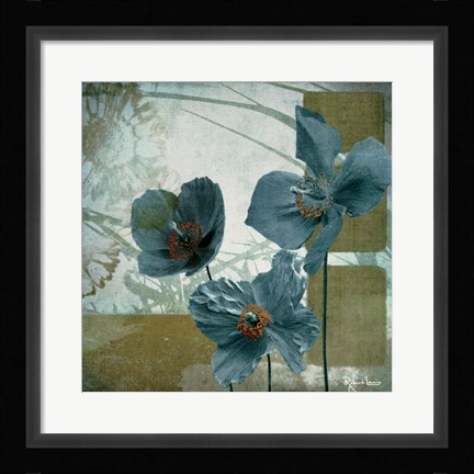 Framed Cerulean Poppies II Print