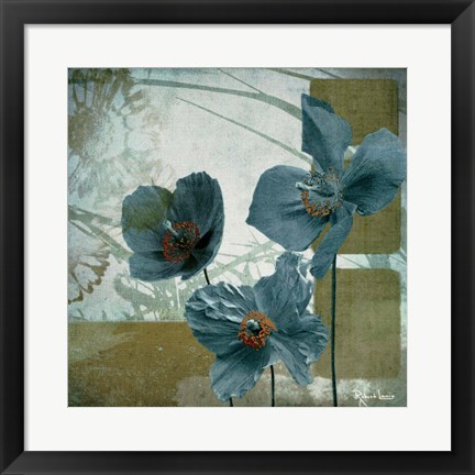 Framed Cerulean Poppies II Print