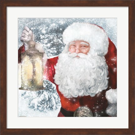 Framed Santa Lantern Print