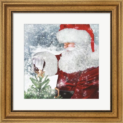 Framed Santa Tree Star Print