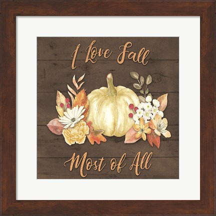 Framed Pale Pumpkin Floral Print