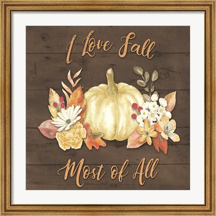 Framed Pale Pumpkin Floral Print