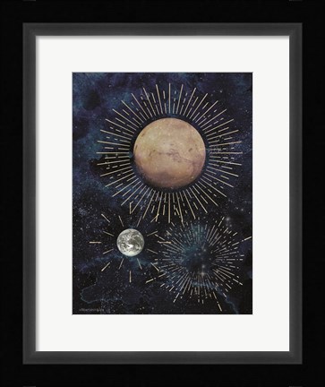 Framed Gold Celestial Rays I Print