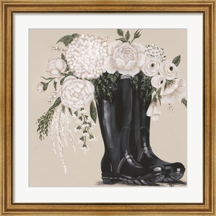 Framed Flowers and Black Boots Print