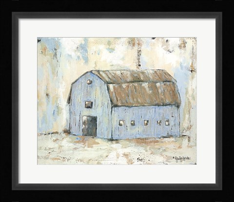 Framed Blue Barnyard Print