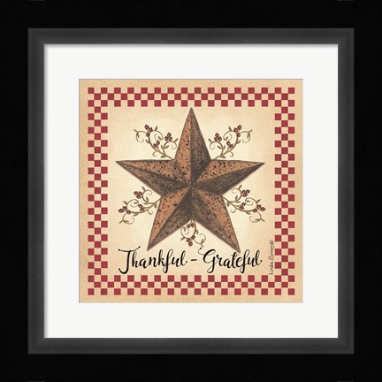 Framed Thankful Grateful Barnstar Print