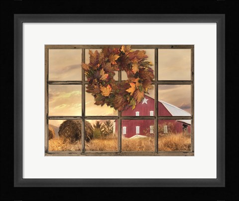 Framed Fall Window View Print