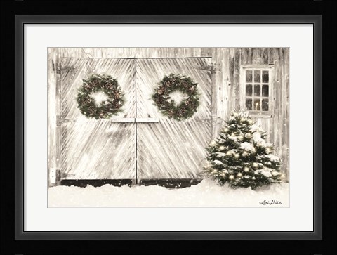 Framed Christmas Barn Doors Print