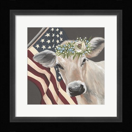 Framed Patriotic Cow Print