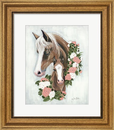 Framed Floral Ponies Print