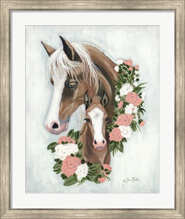 Framed Floral Ponies Print