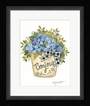 Framed Hydrangeas Bonjour Print