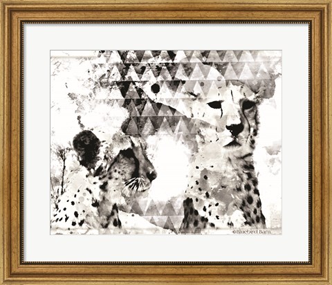Framed Modern Black &amp; White Cheetahs Print
