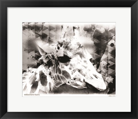 Framed Modern Black &amp; White Giraffe Print