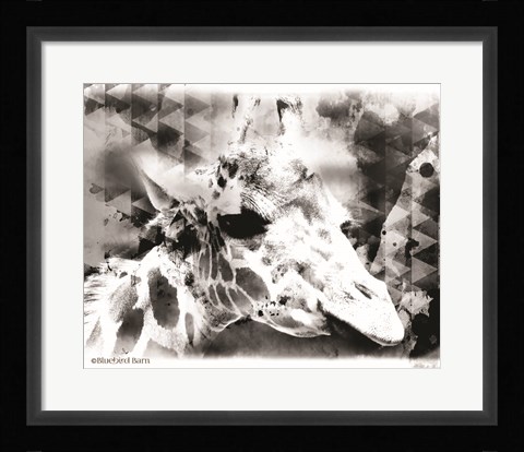 Framed Modern Black &amp; White Giraffe Print