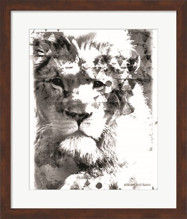 Framed Modern Black &amp; White Lion Print