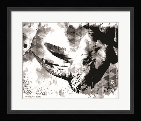 Framed Modern Black &amp; White Rhino Print