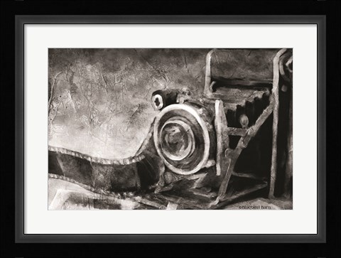 Framed Vintage Camera Black and White Print