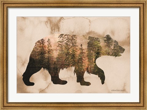 Framed Brown Woods Bear Silhouette Print