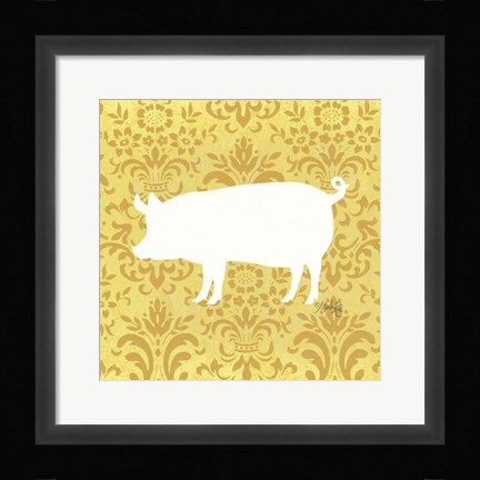 Framed Pig Silhouette Print