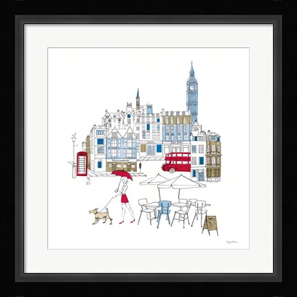 Framed World Cafe I London Color Print