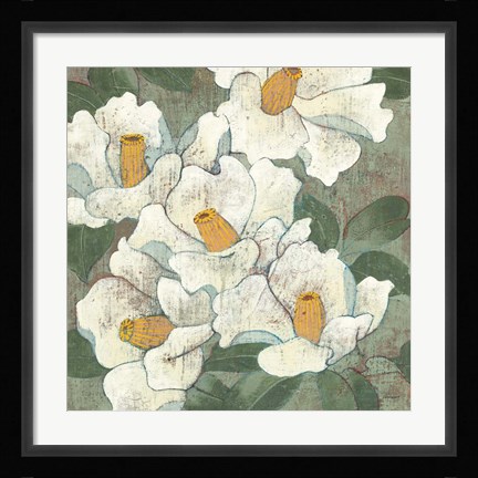 Framed White Flowers I Dark Print