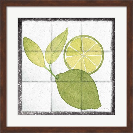 Framed Citrus Tile VII Black Border Print