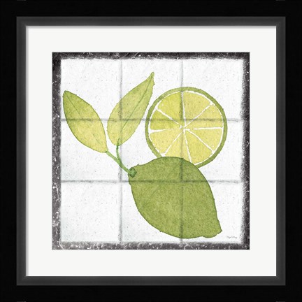 Framed Citrus Tile VII Black Border Print