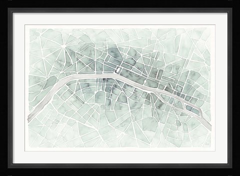 Framed Watercolor Wanderlust Paris Mint Print